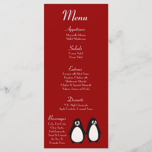 25 Menu Kaarten Penguin Love Paar Mate voor het Le (Voorkant)