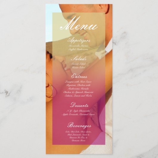 25 Menu Kaarten Pink Ombre Sunset Fade Pink Tan (Voorkant)