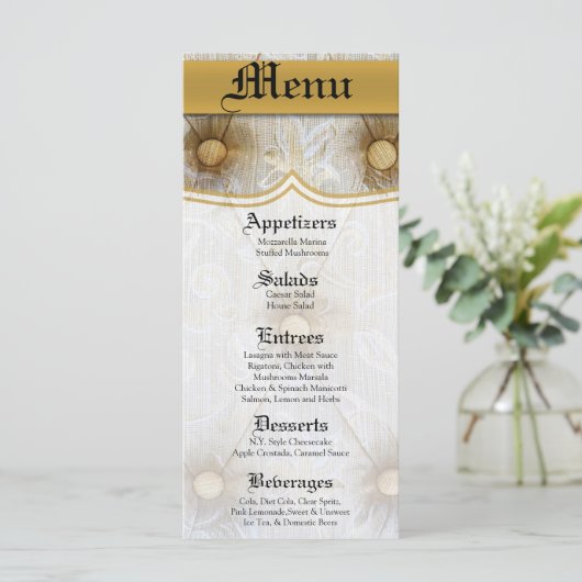 25 Menu Kaarten  Pintuck Fabric Taylored Couc (Staand voorkant)