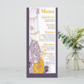 25 Menu Kaarten Plum Mosterd Roos Vogelkooi (Staand voorkant)