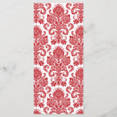 25 Menu Kaarten Red Crimson White Damask Kant Prin (Achterkant)