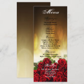 25 Menu Kaarten Red Rose Bouquet Bruidsbloem Flora (Voorkant / Achterkant)