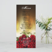 25 Menu Kaarten Red Rose Bouquet Bruidsbloem Flora (Staand voorkant)