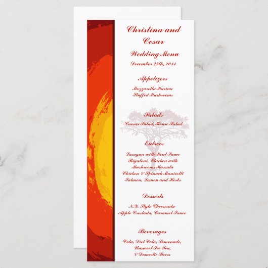 25 Menu Kaarten Red Sunset in Afrika (Voorkant / Achterkant)