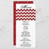 25 Menu Kaarten Rode Glitter Chevron Zig Zag Afdru (Voorkant / Achterkant)