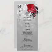 25 Menu Kaarten Rood op Zilveren Maskerade Kerst (Voorkant / Achterkant)