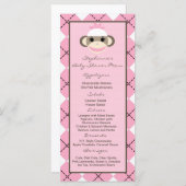 25 Menu Kaarten Roze Argyle Sock Monkey (Voorkant / Achterkant)