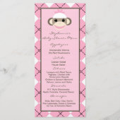 25 Menu Kaarten Roze Argyle Sock Monkey (Voorkant)