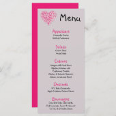 25 Menu Kaarten Roze Bloemblaadjes Bloem Roos Hart (Voorkant / Achterkant)