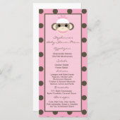 25 Menu Kaarten Roze Sock Aap (Voorkant / Achterkant)