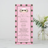 25 Menu Kaarten Roze Sock Aap (Staand voorkant)