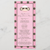 25 Menu Kaarten Roze Sock Aap (Voorkant)