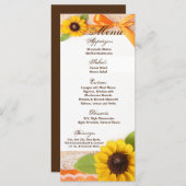 25 Menu Kaarten Rustiek Zonnebloem Country Lace Pa (Voorkant / Achterkant)