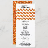 25 Menu Kaarten Sinaasappel Glitter Chevron Zig Za (Voorkant / Achterkant)