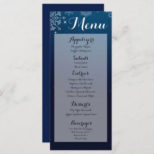 25 Menu Kaarten Sneeuwvlokken Sneeuwijs (Voorkant / Achterkant)