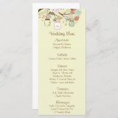 25 Menu Kaarten Spring Floral Mason Jars groen roz (Voorkant / Achterkant)