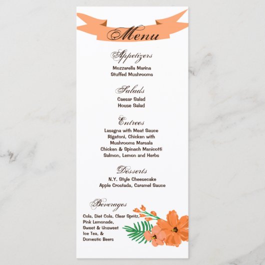 25 Menu Kaarten Spring Hibiscus Flower Hawaiian Fl (Voorkant)