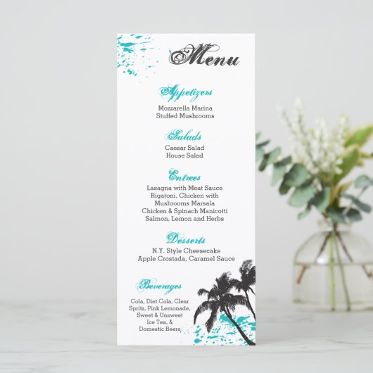 25 Menu Kaarten Strandwater Ocean Splash Tropisch (Staand voorkant)