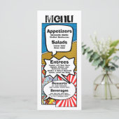 25 Menu Kaarten Stripboek Pop Art Cartoon (Staand voorkant)