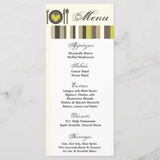 25 Menu Kaarten Trouwen China Diner Borden Buffet (Voorkant)