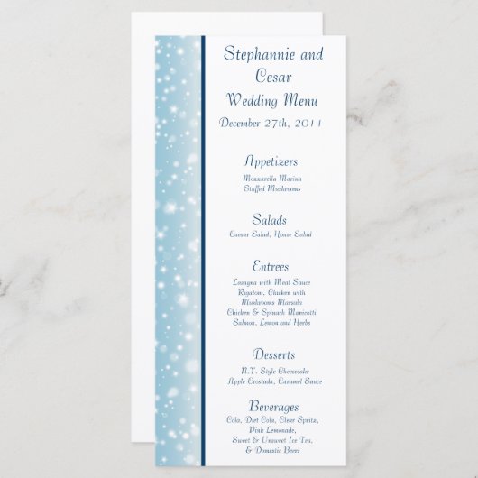 25 Menu Kaarten Twinkling Snow / Bare Tree (Voorkant / Achterkant)