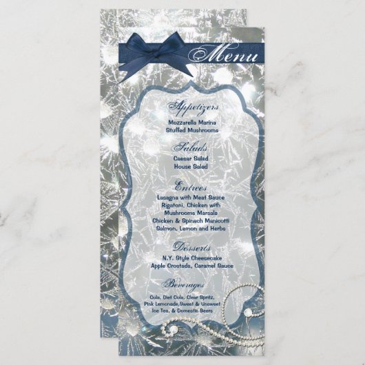 25 Menu-Kaarten verbrijzeld ijsgebroken winterglas Menu (Voorkant / Achterkant)