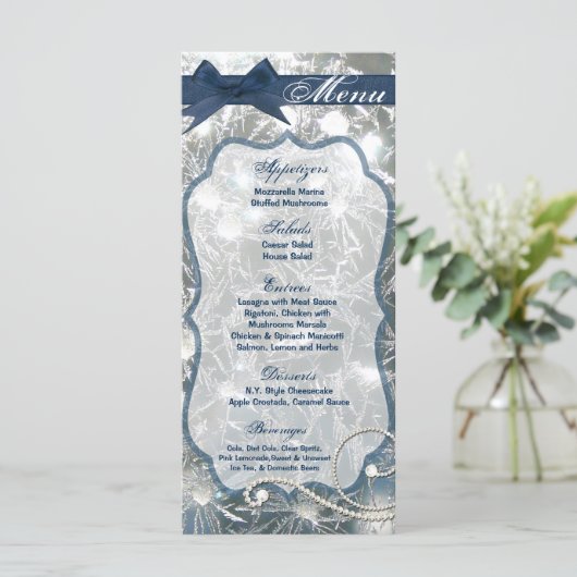 25 Menu-Kaarten verbrijzeld ijsgebroken winterglas Menu (Staand voorkant)