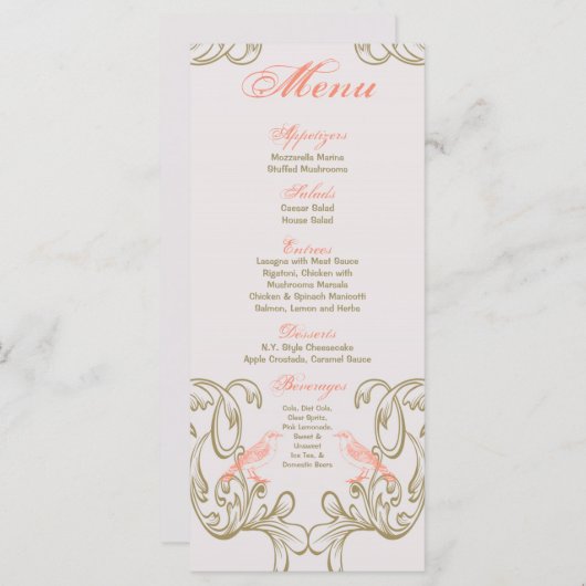 25 Menu Kaarten Victoria Love Bird (Voorkant / Achterkant)