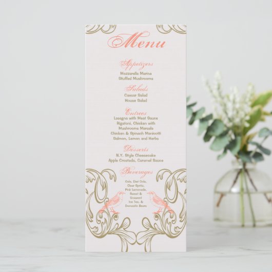 25 Menu Kaarten  Victoria Love Bird (Staand voorkant)