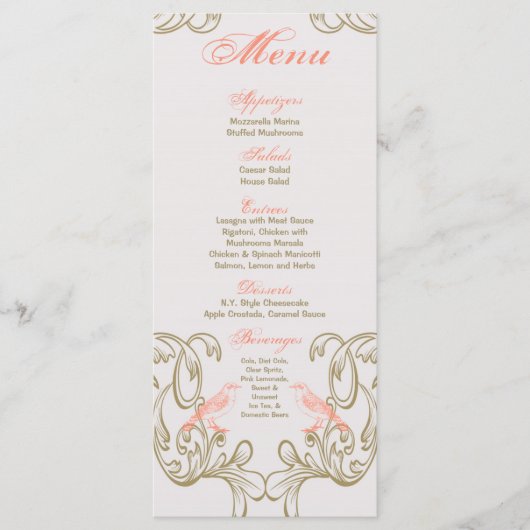 25 Menu Kaarten  Victoria Love Bird (Voorkant)