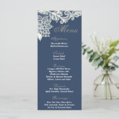 25 Menu Kaarten Victoriaans Lace Mint Navy Blu (Staand voorkant)