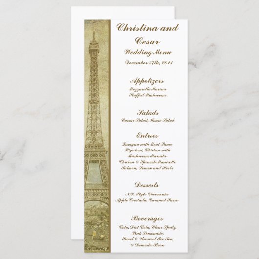 25 Menu Kaarten Vintage Parijs (Voorkant / Achterkant)