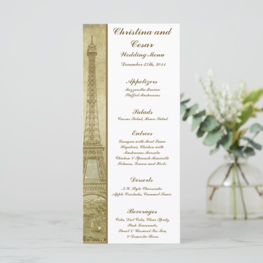 25 Menu Kaarten Vintage Parijs (Staand voorkant)