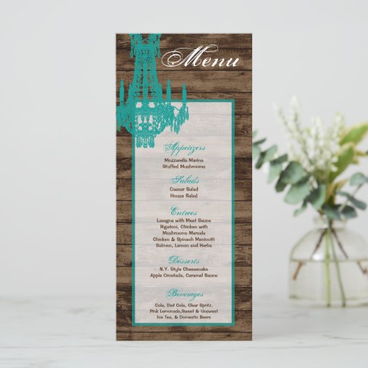 25 Menu Kaarten Westerne Rustieke Country kroonluc (Staand voorkant)