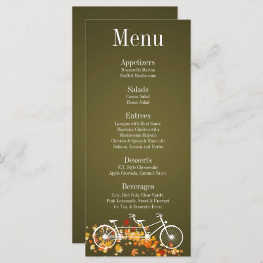 25 Menu Kaarten Whimsical Brown Herfst Dubbele Fie (Voorkant / Achterkant)