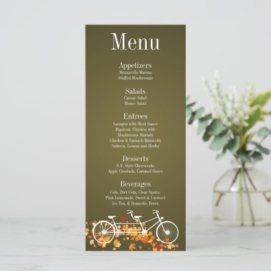 25 Menu Kaarten Whimsical Brown Herfst Dubbele Fie (Staand voorkant)