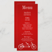 25 Menu Kaarten Whimsical Crimson Red Double Bike (Voorkant / Achterkant)