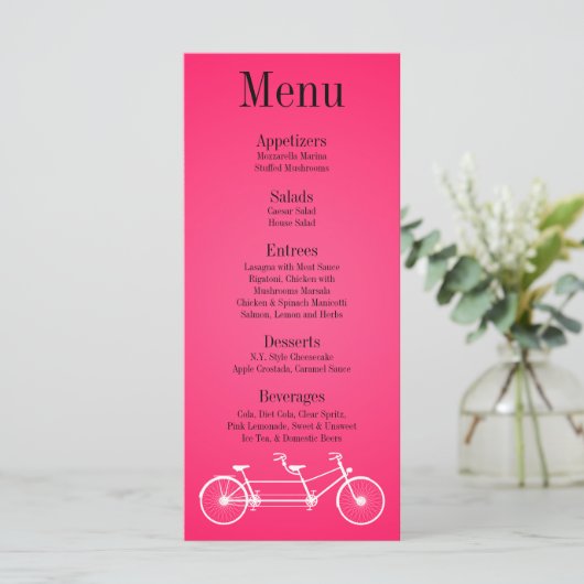 25 Menu Kaarten Whimsical Hot Pink Black Double Bi (Staand voorkant)