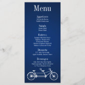 25 Menu Kaarten Whimsical Navy Blue Double Bike (Voorkant)