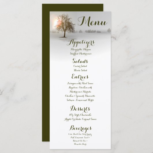 25 Menu Kaarten Winter Sunset Tree Snow Hoesje (Voorkant / Achterkant)