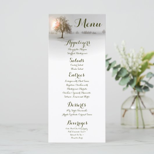 25 Menu Kaarten Winter Sunset Tree Snow Hoesje (Staand voorkant)