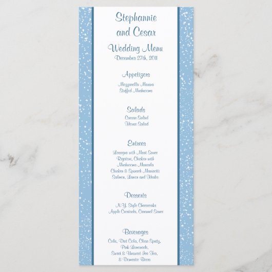 25 Menu Kaarten Winterblauw Kerstmis (Voorkant)