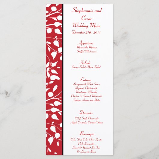 25 Menu Kaarten Wintergrijs/Rode Boom (Voorkant)