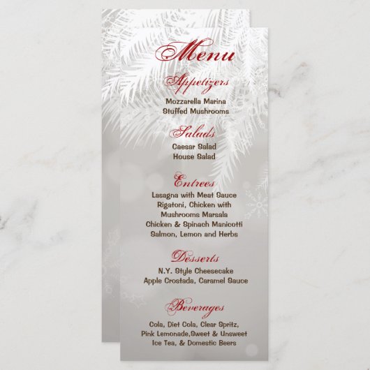 25 Menu Kaarten Witte dennenboomnaalden (Voorkant / Achterkant)