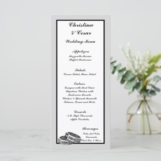 25 Menu Kaarten Zijn/haar Diamond Wedding Band Rin (Staand voorkant)