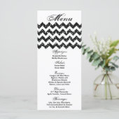 25 Menu Kaarten Zwart Glitter Chevron Zig Zag Prin (Staand voorkant)