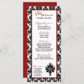 25 Menu Kaarten Zwart Rood Damast Kant Print (Voorkant / Achterkant)