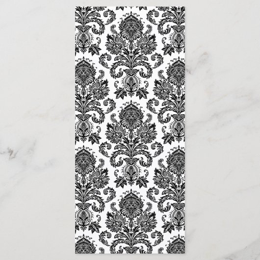 25 Menu Kaarten Zwart Wit Damask Lace Print Patter (Achterkant)