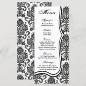 25 Menu Kaarten Zwart Wit Damask Lace Print Patter (Voorkant / Achterkant)