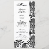 25 Menu Kaarten Zwart Wit Damask Lace Print Patter (Voorkant)